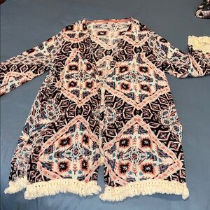 Xhilaration Pink and Blue Geometric Cardigan